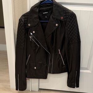 Express Women's Black Leather Biker Jacket